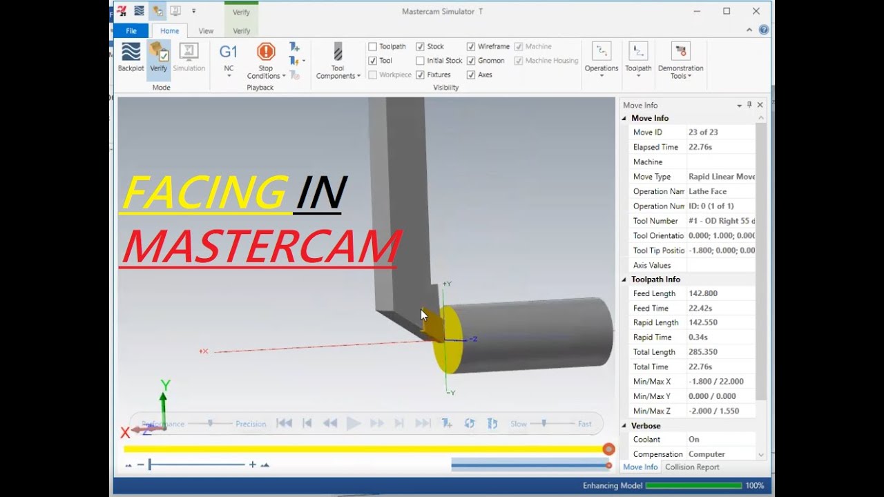 Facing Operation In Mastercam Youtube