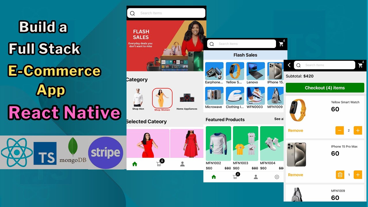 React Native Full Stack Ecommerce App With Stripe Payment Gateway Youtube
