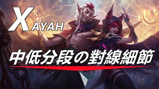 LOL英雄聯盟【剎雅XAYAH教學】ADC訓練營のS12逆羽霞中低分段的前期對線細節技巧！！（17/100期） #LOL#英雄聯盟#木魚仔