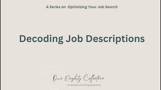 Decoding Job Descriptions | How to Understand the Job Description | Job Description Analyzer