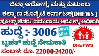 (DHFWS) ಜಿಲ್ಲಾ ಆರೋಗ್ಯ ಮತ್ತು ಕುಟುಂಬ ಕಲ್ಯಾಣ ಸೊಸೈಟಿ ಕರ್ನಾಟಕ (DHFWS) ಹುದ್ದೆ -2021