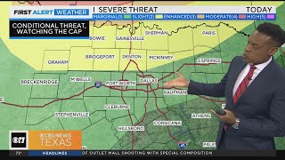 Conditional threat of storms in the Monday forecast