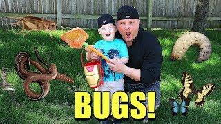 Caleb and Daddy Play and Hunt for Bugs OUTSIDE! Caleb Pretend Play