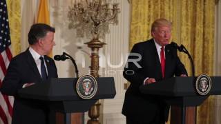 Donald Trump Holds Joint Press Conference With Colombian President Santos