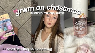 GRWM ON CHRISTMAS 🎀 skincare, makeup, outfit ♡