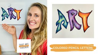 Colored Pencil Bubble Letters | Color Pencil Tutorial for Beginners