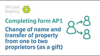 How to complete form AP1 example: name change and transfer from one to two registered owners as gift