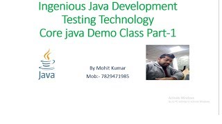 Core Java Online DemoClass Part 1