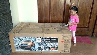 Unboxing power wheels ride Ford Ranger (mainan anak mobil aki)