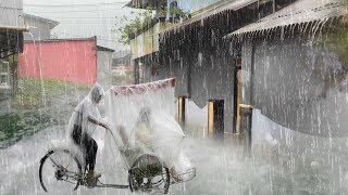 Extreme Weather in Indonesia - Walking Through Heavy Rain \u0026 Strong Winds in My Freezing City..