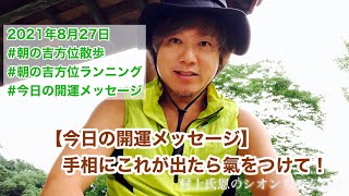 【癒しと開運】2021年8月27日の朝の吉方位と暦、開運メッセージは「手相にこれが出た氣をつけて」【奇門遁甲術】