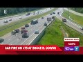 car fire on i 75 at bruce b downs boulevard