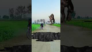Dinosaur Vfx Magic Road Crack Funny Video Edit #short #magic #comedy #viral