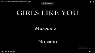 GIRLS LIKE YOU - Maroon 5 Easy Chords and Lyrics