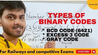 Types of binary codes: BCD code, Excess3code, Gray code. #dsd #numberconversion #binarycodes #binary