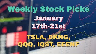 Weekly Stock Picks   Jan  17th 21st   TSLA, DKNG, QQQ, IQST, EEENF