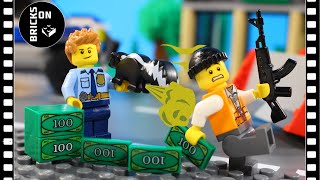Episode 4 Lego City Police Academy School Skunks Attack Bank Robbery Bulldozer Break in Fail