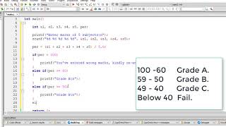 Student Grade Calculation using else if clause: C Program