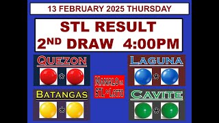 STL 2ND Draw 4PM Result STL Cavite STL Quezon STL Laguna 13 February  2025  THURSDAY