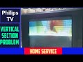 Philips Ultra slim CRT TV. Vertical section problem repair.