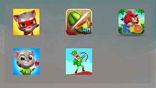 Tom Gold Run,Fruit Ninja,Angry Birds 2,Tom Splash Force,Bowmasters,Video Gameplay HD