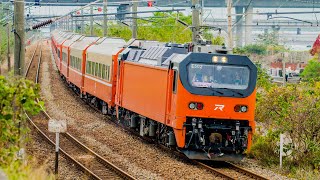 台鐵新型電力機車頭E500牽引莒光車廂試運轉8771B次\