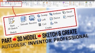 AUTODESK INVENTOR EVERY BUTTON EXPLAINED! Part - 3D Model - Sketch & Create panels