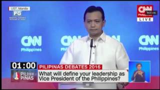 Trillanes' opening statement at VP debate