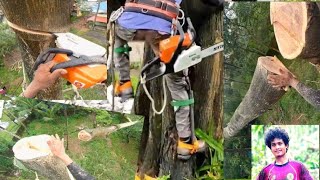 climbing tool safty belt ||with tree cutting ||fast time || Rock Village woodpecker Yame'Ko