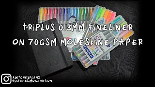 🖊️ Moleskine 70gsm : Testing Triplus 0.3mm fineliner pens aka Swatching Staedtler !!