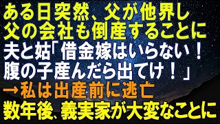 【スカッとする話】母からの電話で病院に行くと父が他界し父の会社も倒産。夫「なら離婚だな」義母「腹の子を産んでアンタは出てけ」出産前に逃亡した私→数年後、元夫が実家に現れて…