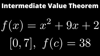How to Find the Value of c in the Intermediate Value Theorem Quadratic Example