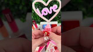 Packing VALENTINE'S DAY Mini Makeup BAG with Cute TEMU Lip Balm Satisfying Video ASMR! #asmr   💋