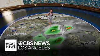 KCAL Meteorologist Alex Biston tracks showers and thunderstorms in parts of Southern California