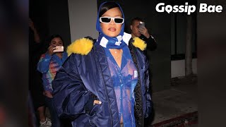 Rihanna Shows Off Her Belly Bump Leaving A Late Dinner At Nobu