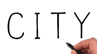 How to turn word CITY into cartoon drawing