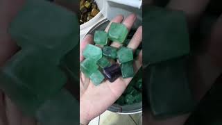 natural green fluorite cube tumbled stone on stock