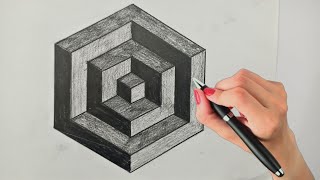 How To Draw a 3D Hexagon ! 3d Drawing On Paper ! Optical Illusion Drawing ! 3d Trick Art