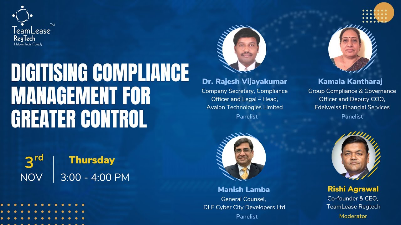 A Webinar On Digitising Compliance Management For Greater Control Youtube