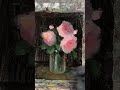 flowers oil painting garden roses still life art