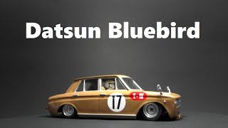 Datsun Bluebird SLOT CAR 1/24 1964 Japan GP T-IV CLASS   Driver 服部金蔵　ダットサン ブルーバード   1/24スロットカー