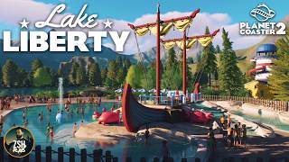 Building a Ship Wreck Splash Zone in Planet Coaster 2! | Lake Liberty