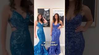 Lavender, Cerulean Blue and Dusk Sleeveless Sequin Tulle Mermaid Prom Dress w/ Side Waist Cut Out