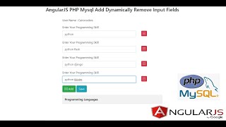 AngularJS PHP Mysql Add Dynamically Remove Input Fields