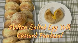 Molten salted egg yolk custard pandesal - a heavenly fusion of sweet, salty, and creamy flavors