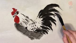 公雞與小雞/大吉大利圖｜墨舞菲子‧彩墨教學 - 林菲滿 Traditional Chinese Painting - Cock & Chicken/ Feiman Lin, Calligrapher