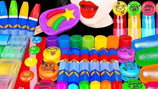 ASMR RAINBOW CRAYONS ICE CREAM EDIBLE GLUE무지개 디저트 규먹는 크레용 아이스크림 먹는딱풀 코하쿠토 EATING SOUNDS MUKBANG 먹방