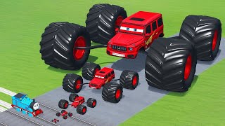 TRANSPORTING PIXAR CARS & FRUITS WITH COLORED & JOHN DEERE vs CLAAS vs TRACTORS - BeamNG.drive #962