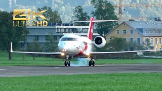 (4K) Bombardier Challenger 650 from REGA Air Ambulance HB-JWA arrival Mollis AirBase ZigAirMeet 2023