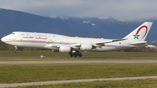 4K | Morocco Government Boeing 747-8(BBJ) CN-MBH landing \u0026 takeoff at Geneva/GVA/LSGG